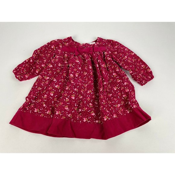 Gymboree Girl Dress Corduroy Bow Bunnies Snow Berry floral Pink 12-18 12 18 M - Picture 2 of 11